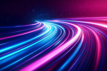 Abstract futuristic background with pink blue glowing neon moving high speed flowing curve wave lines. Data transfer concept Fantastic wallpaper
