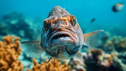 Obraz premium A close-up front view of a piranha in water