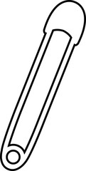 Continuous flat and line safety pin icon. Single line art safety doodle outline open safety pin vector isolated on transparent background. steel tool design for fashion, security needle