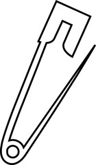 Continuous flat and line safety pin icon. Single line art safety doodle outline open safety pin vector isolated on transparent background. steel tool design for fashion, security needle