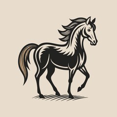 Hand-Drawn Standing Western Horse in Vintage Texas Style