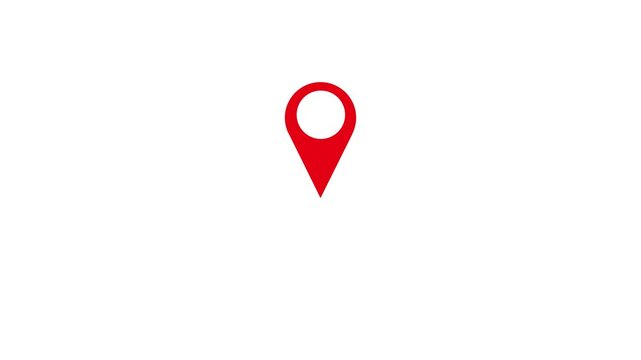Location pin point moving animation. finding aria in map.