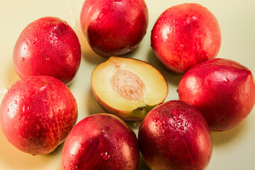 Fruit nectarine under the lens