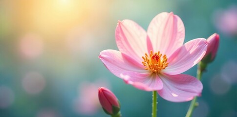 Fototapeta premium Delicate flower with soft focus and pastel colors, soft focus, watercolor