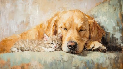 Calm Dog and Cat Portrait