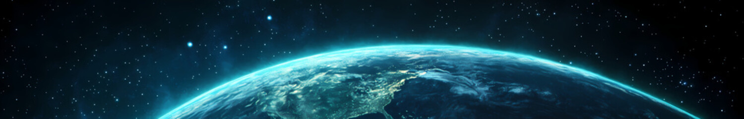 Fototapeta premium Earth's Embrace: A breathtaking view of Earth from space, showcasing the planet's vibrant atmosphere, continents, and oceans, inviting viewers to contemplate our shared home.