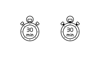 30 Minute icon design with white background stock illustration