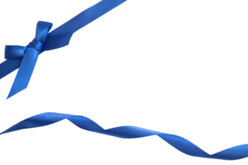 Gift ribbon with blue bow, in one corner
