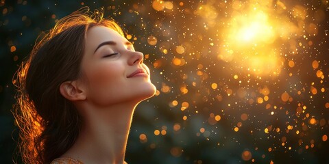 Woman's Serenity Outdoors at Sunset