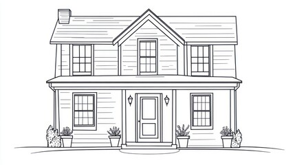 Front view of a simple farmhouse design