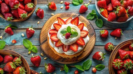 Aerial View of Strawberry Shortcake Dessert Display - Drone Photography
