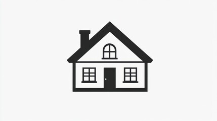 Simple house icon, front view, on plain background, for use in UI design, marketing, or web design
