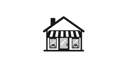 Simple black and white storefront illustration