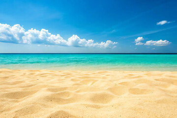 Tropical beach paradise with turquoise water and blue sky