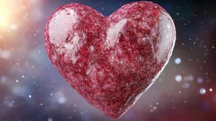 Obraz premium Glittering ruby heart against cosmic background