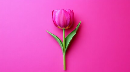 Fototapeta premium Radiant Pink Tulip on a Vibrant Background