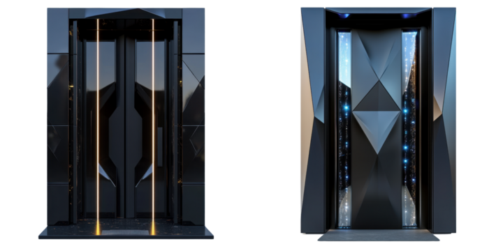 Sleek Modern Elevator Design with Futuristic Elements and Lighting