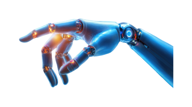 Futuristic robotic hand reaching towards advanced technology and innovation