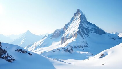 Obraz premium Snow-covered mountain peak, pristine white landscape, nature photography, sky