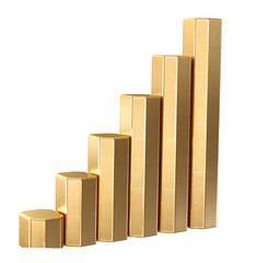 Business growing graph icon Gold colour 3D object High quality photo