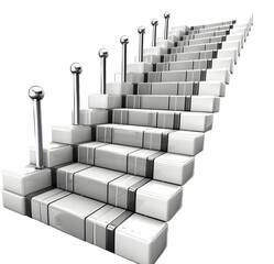 Business growing graph icon Silver colour 3D object High quality photo