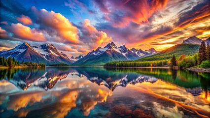 Alaskan Landscape Long Exposure: Majestic Mountains and Serene Waters