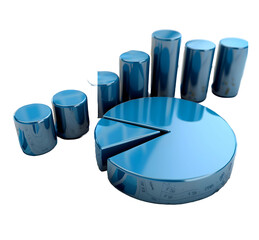 Business growing graph icon Blue colour 3D object on white background High quality photo