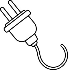 Electric Plug Outline Isolated on White Background Power Cord Symbol and Energy Connector