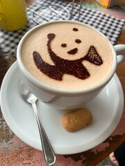Cute latte art in white cup