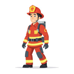 fireman, safety, emergency, firefighter, danger, rescue, fire, man, fighter, uniform, equipment, protection, helmet, service, flame, burn, water, profession, extinguisher, vector, red, hose, backgroun