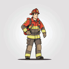 fireman, safety, emergency, firefighter, danger, rescue, fire, man, fighter, uniform, equipment, protection, helmet, service, flame, burn, water, profession, extinguisher, vector, red, hose, backgroun