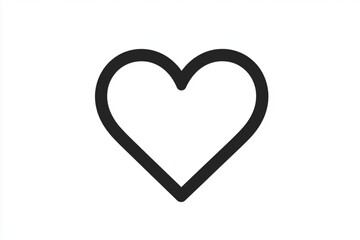 Simple Black Heart on Plain White Background -