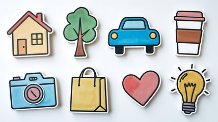 Cute colorful icons for a variety of themes Simple flat design Perfect for social media or print