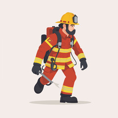 fireman, safety, emergency, firefighter, danger, rescue, fire, man, fighter, uniform, equipment, protection, helmet, service, flame, burn, water, profession, extinguisher, vector, red, hose, backgroun
