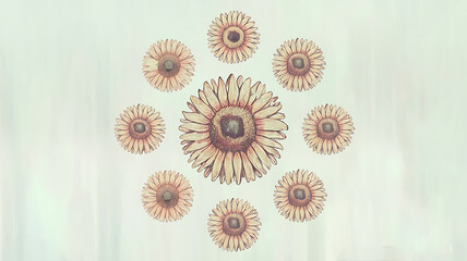 Pastel sunflower graphic design light background floral pattern
