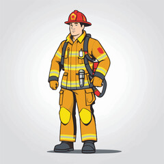 fireman, safety, emergency, firefighter, danger, rescue, fire, man, fighter, uniform, equipment, protection, helmet, service, flame, burn, water, profession, extinguisher, vector, red, hose, backgroun
