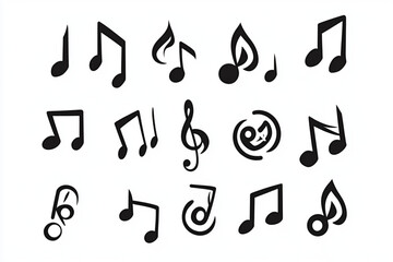 A collection of various stylized black music notes art