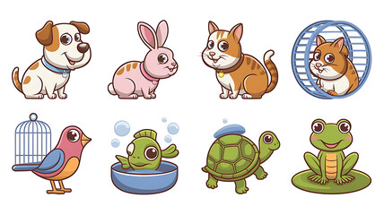 Cute cartoon pet illustrations for stock