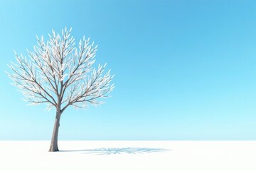 Fototapeta premium Isolated branches against pale blue sky on white ground, sky, horizon