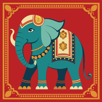 Majestic Mughal Caparisoned Elephant with Mahout