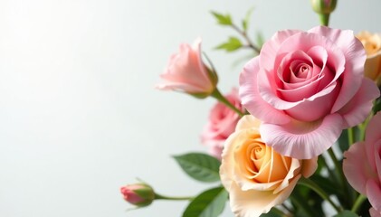 Soft focus floral arrangement on pristine white, fragrant, visual