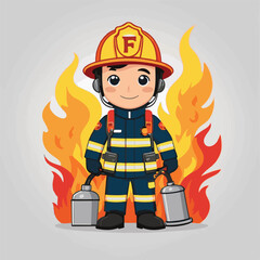 fireman, safety, emergency, firefighter, danger, rescue, fire, man, fighter, uniform, equipment, protection, helmet, service, flame, burn, water, profession, extinguisher, vector, red, hose, backgroun
