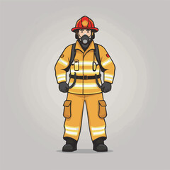 fireman, safety, emergency, firefighter, danger, rescue, fire, man, fighter, uniform, equipment, protection, helmet, service, flame, burn, water, profession, extinguisher, vector, red, hose, backgroun