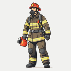 fireman, safety, emergency, firefighter, danger, rescue, fire, man, fighter, uniform, equipment, protection, helmet, service, flame, burn, water, profession, extinguisher, vector, red, hose, backgroun