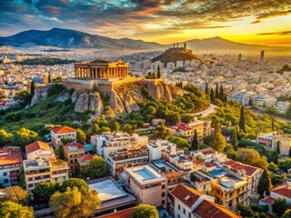 Obraz premium Authentic Athens: Ancient Ruins & Modern City Life Documentary Photography