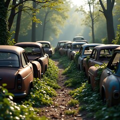 An Abandoned Backyard Filled with Scrap Cars