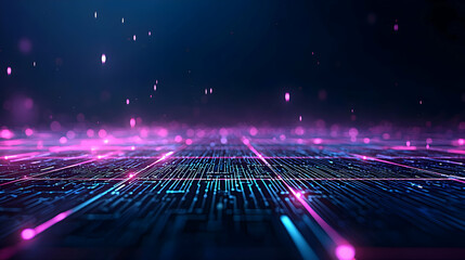 Abstract Futuristic Technology Background With Glowing Lines And Pink Accents