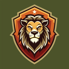 Obraz premium Vintage Lion Head Badge Logo Vector Graphic Illustration
