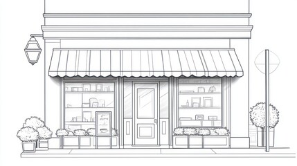 Vintage shop front facade sketch