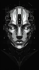 Obraz premium black and silver structure of robot face